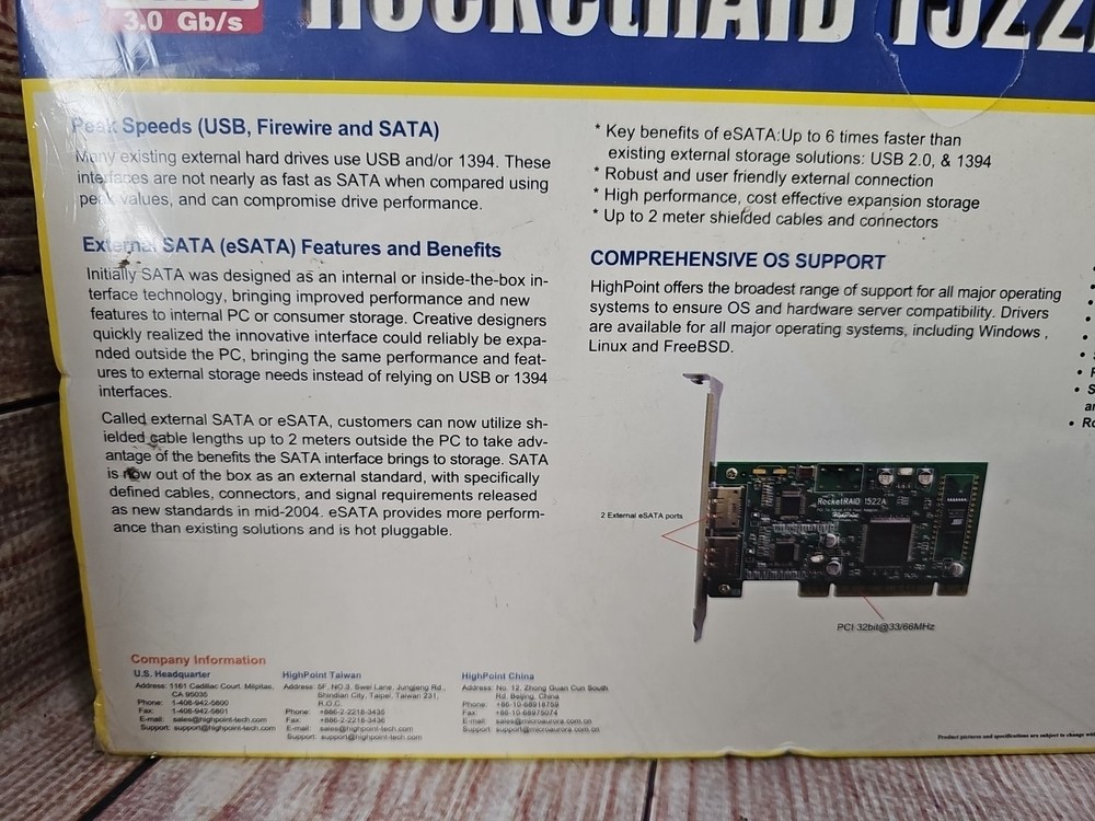 HighPoint Technologies RocketRAID 1522A 2 External Controller -NEW SEALED