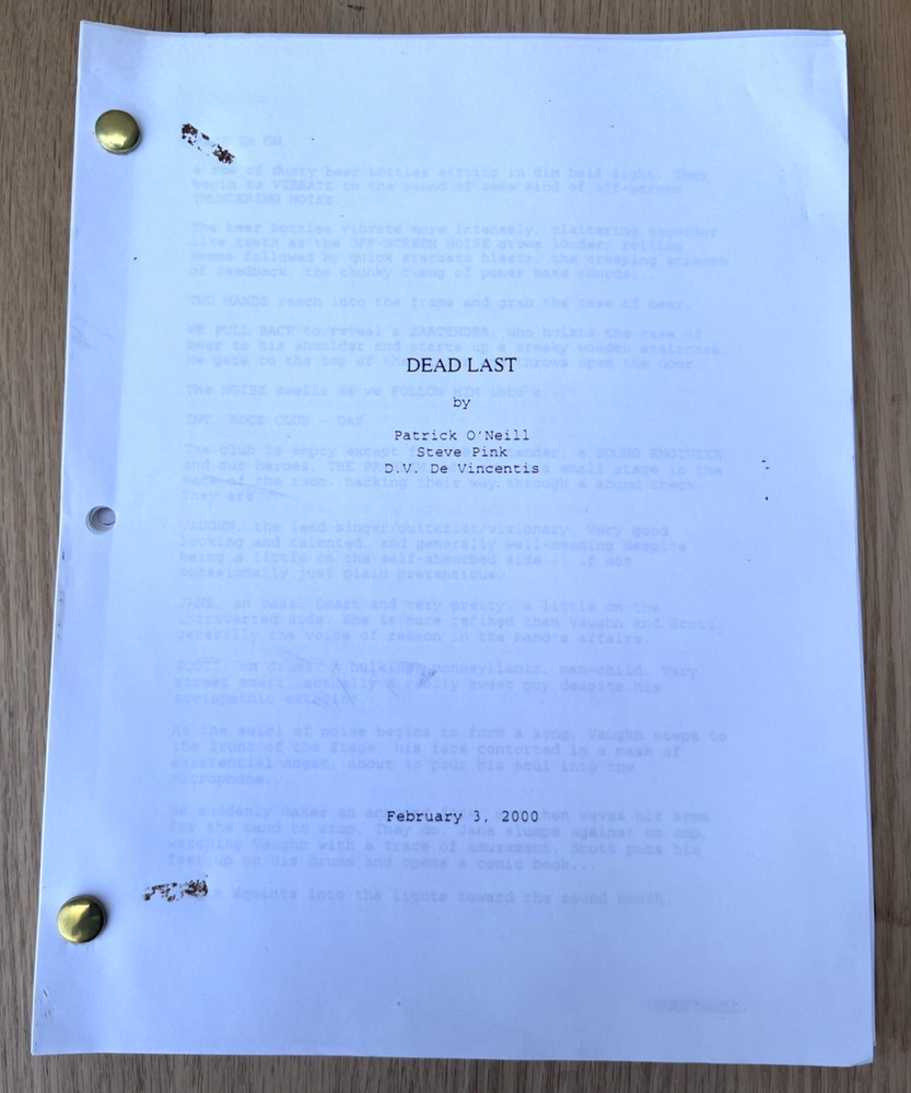 2000 Dead Last Television TV Original Pilot Episode Script Submission Statement