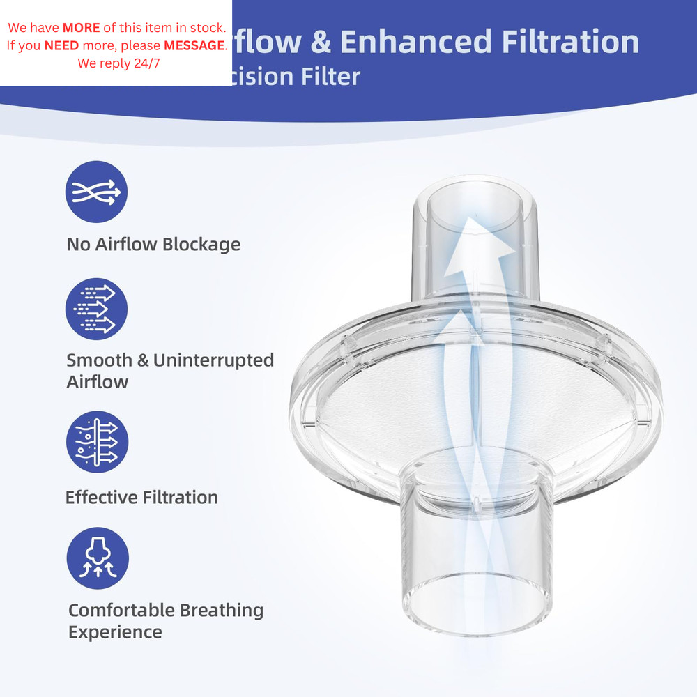 12-Pack CPAP Filters, Inline Filter for Most 12 Pack, Transparent