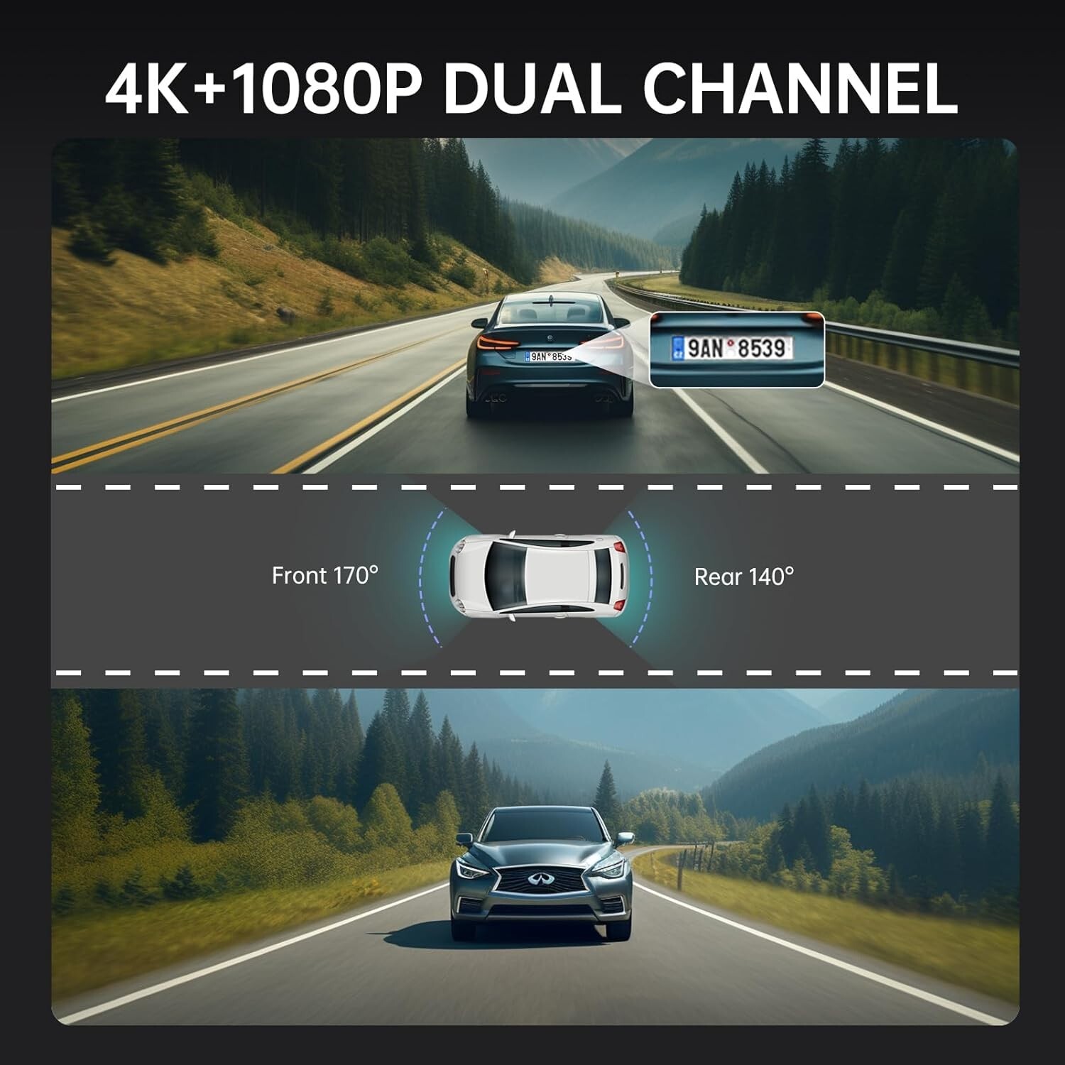 4K Rear View Mirror Camera,10'' Mirror Dash Cam with 1080P Rear Camera,32gb card