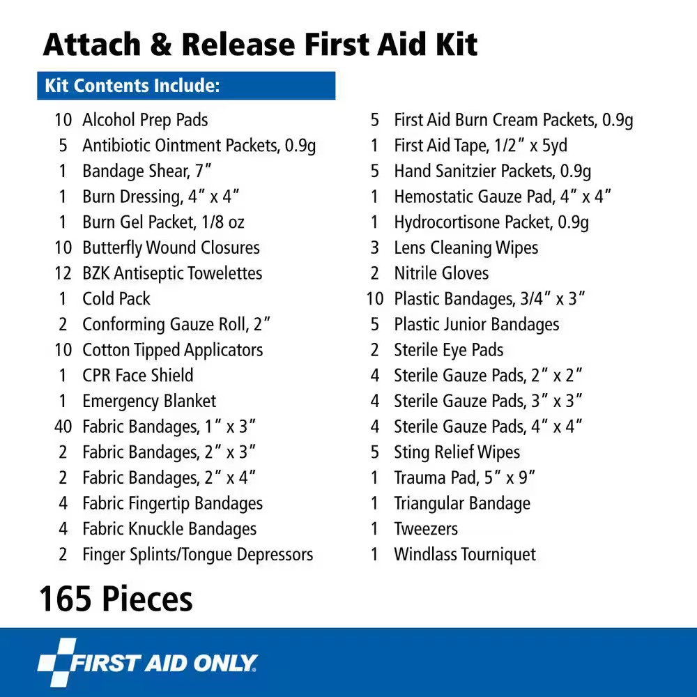 Attach and Release First Aid Kit, 165-Pieces