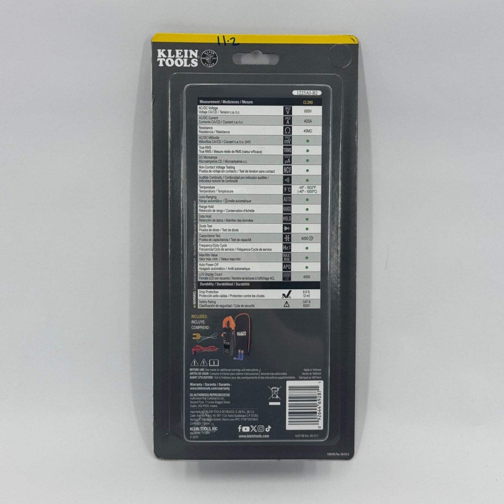 New Klein Tools 400A AC/DC Auto-Ranging Digital Clamp Meter Tool CL390