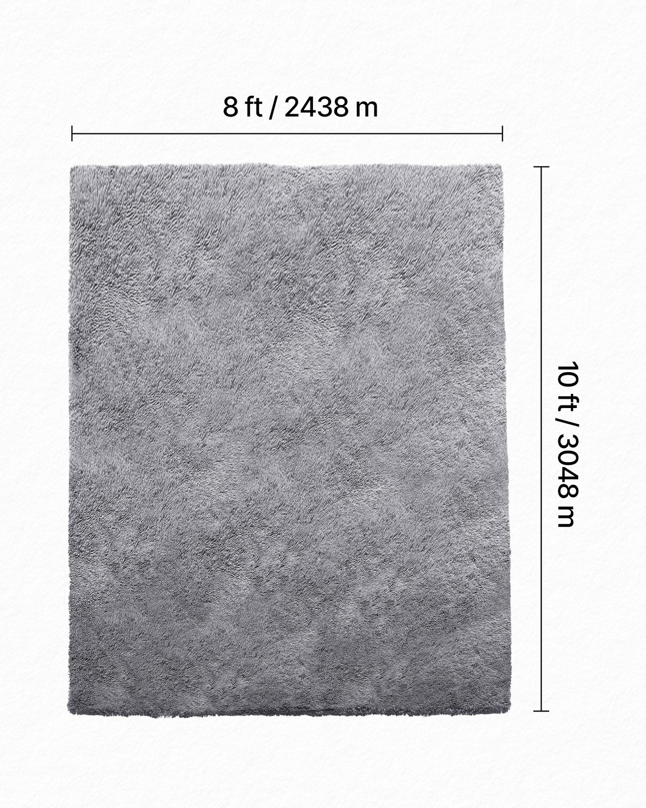 VEVOR Indoor Plush Area Rug 8 x 10ft Grey Plush Carpet for Living Room Bedroom