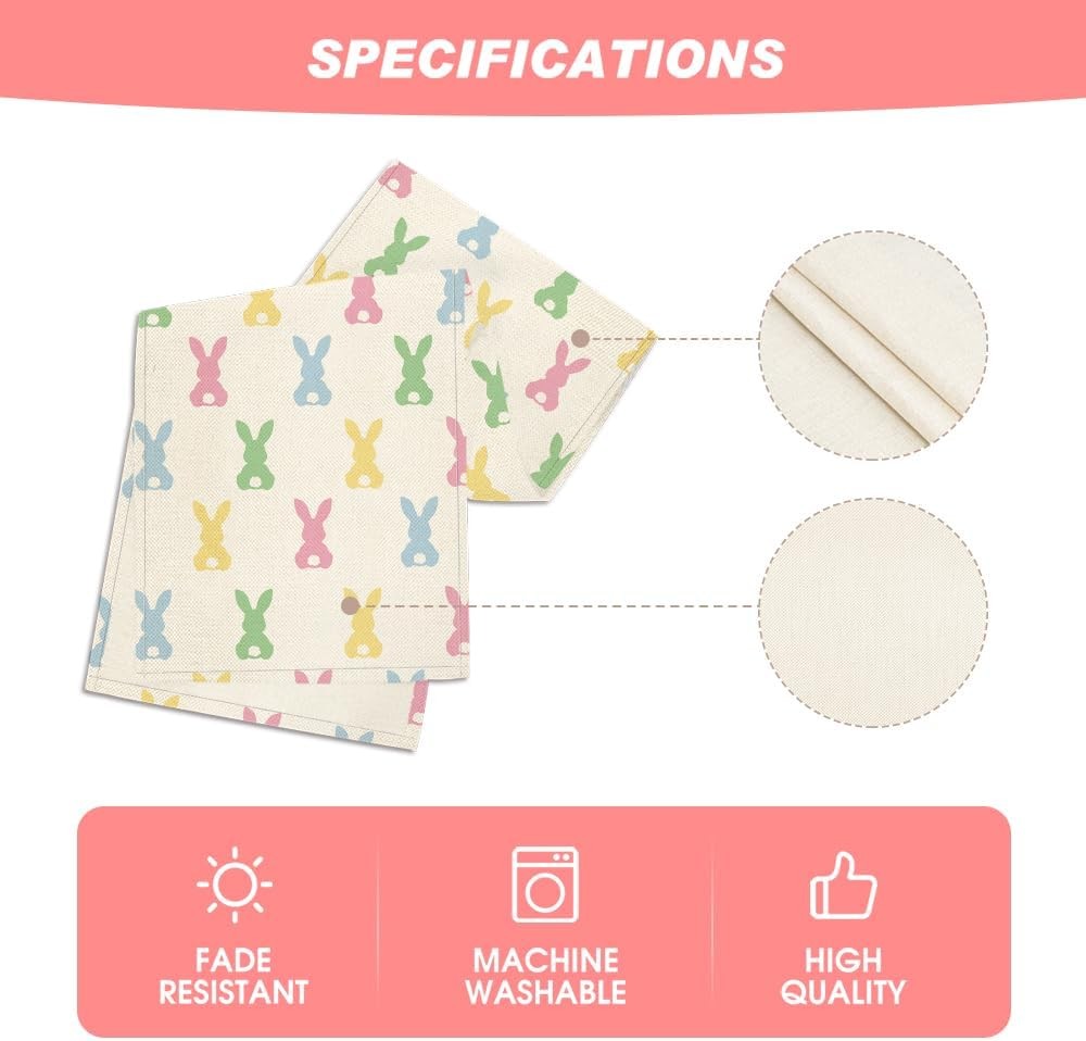 Artoid Mode Green Pink Bunny Rabbit Easter Table Runner, Spring Kitchen Dining T