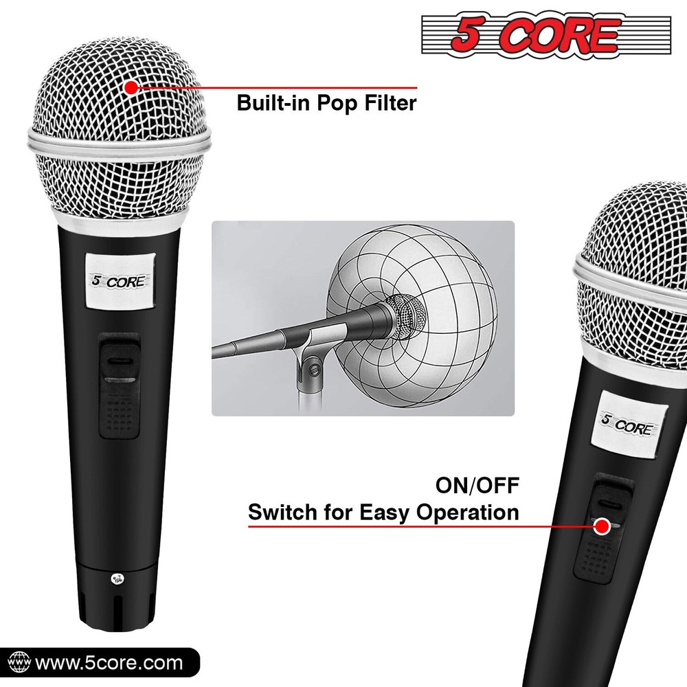 5Core Premium Vocal Dynamic Cardioid Handheld Microphone Unidirectional Mic