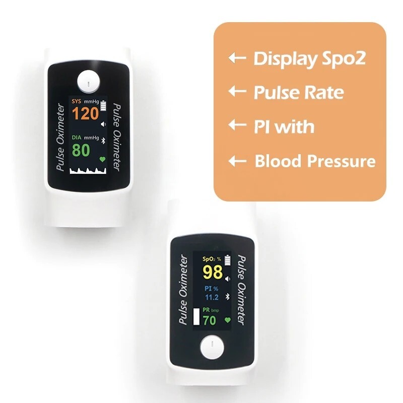 New 2 in 1 Smart Pulse Fingertip Oximeter with Blood Presure SpO2 PR PI SYS DIA