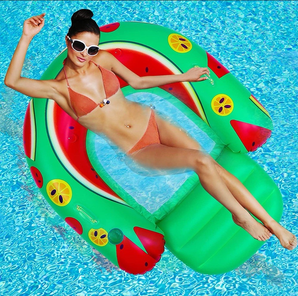 Inflatable Float Lounge Inflatable Pool Float Multi-Purpose Pool Chair 2 Handles