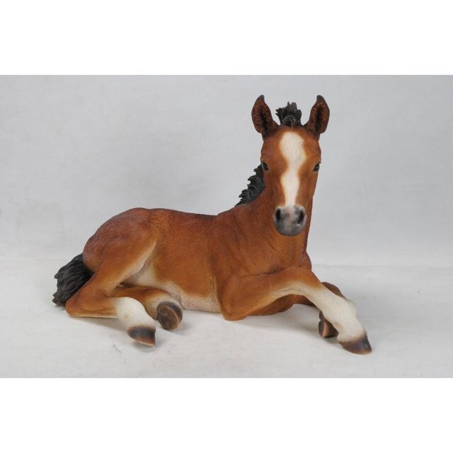 Lying Down Colt Garden Statue Horse Outdoor Decor Home Farm Gift Cute Decoration