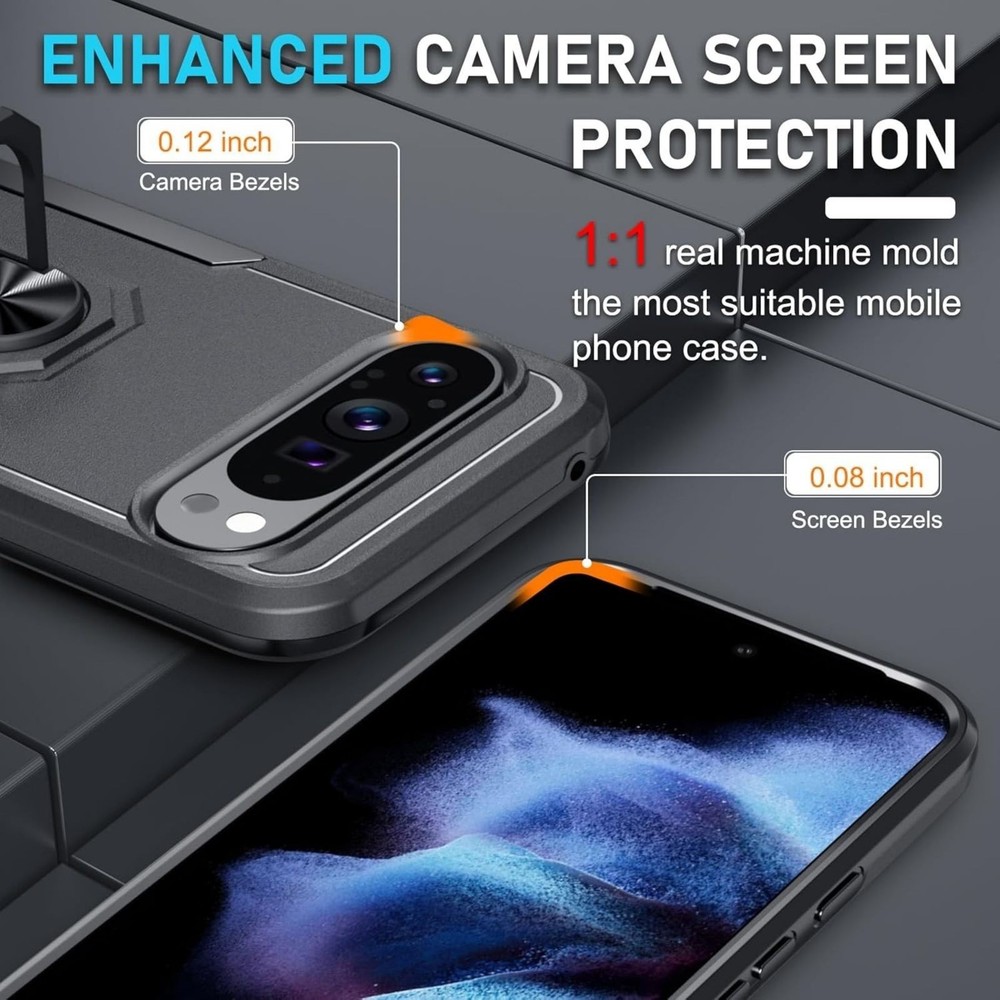Google Pixel 10 Pro XL Case with Screen Protector + Camera Lens Protector, Black
