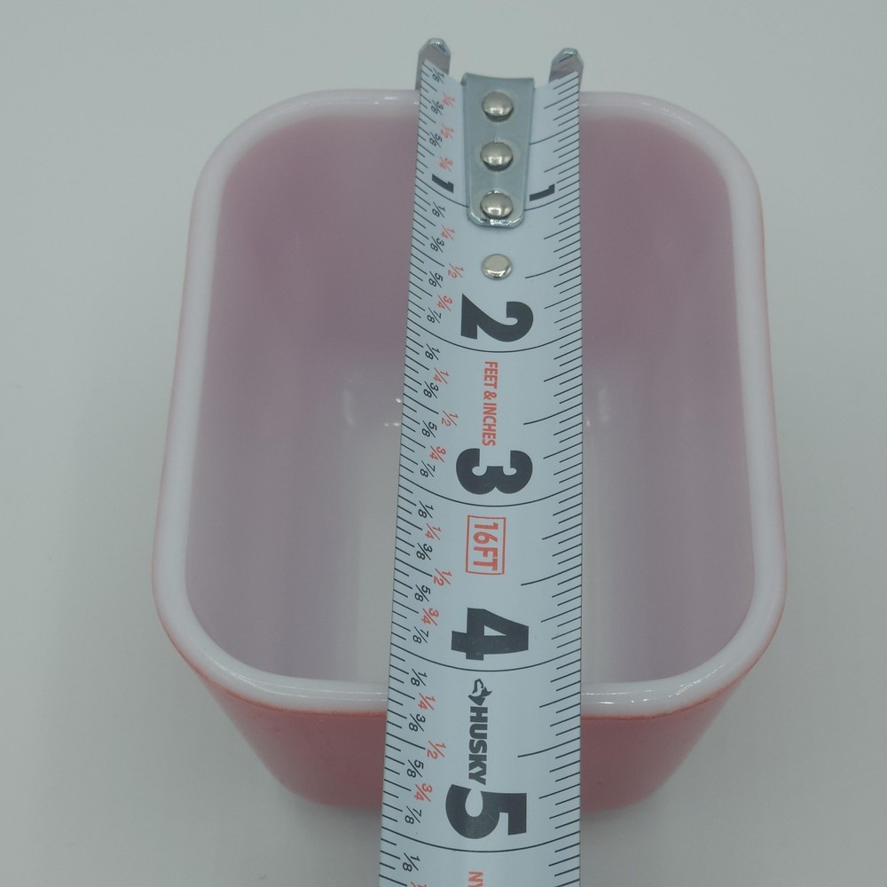 Vintage PYREX Refrigerator Dish Red Rectangular Glass USA VTG Kitchen 4"