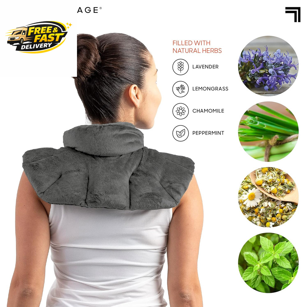 Heated Neck & Shoulder Wrap - Microwavable Warm & Cooling Plush Pad, Scented