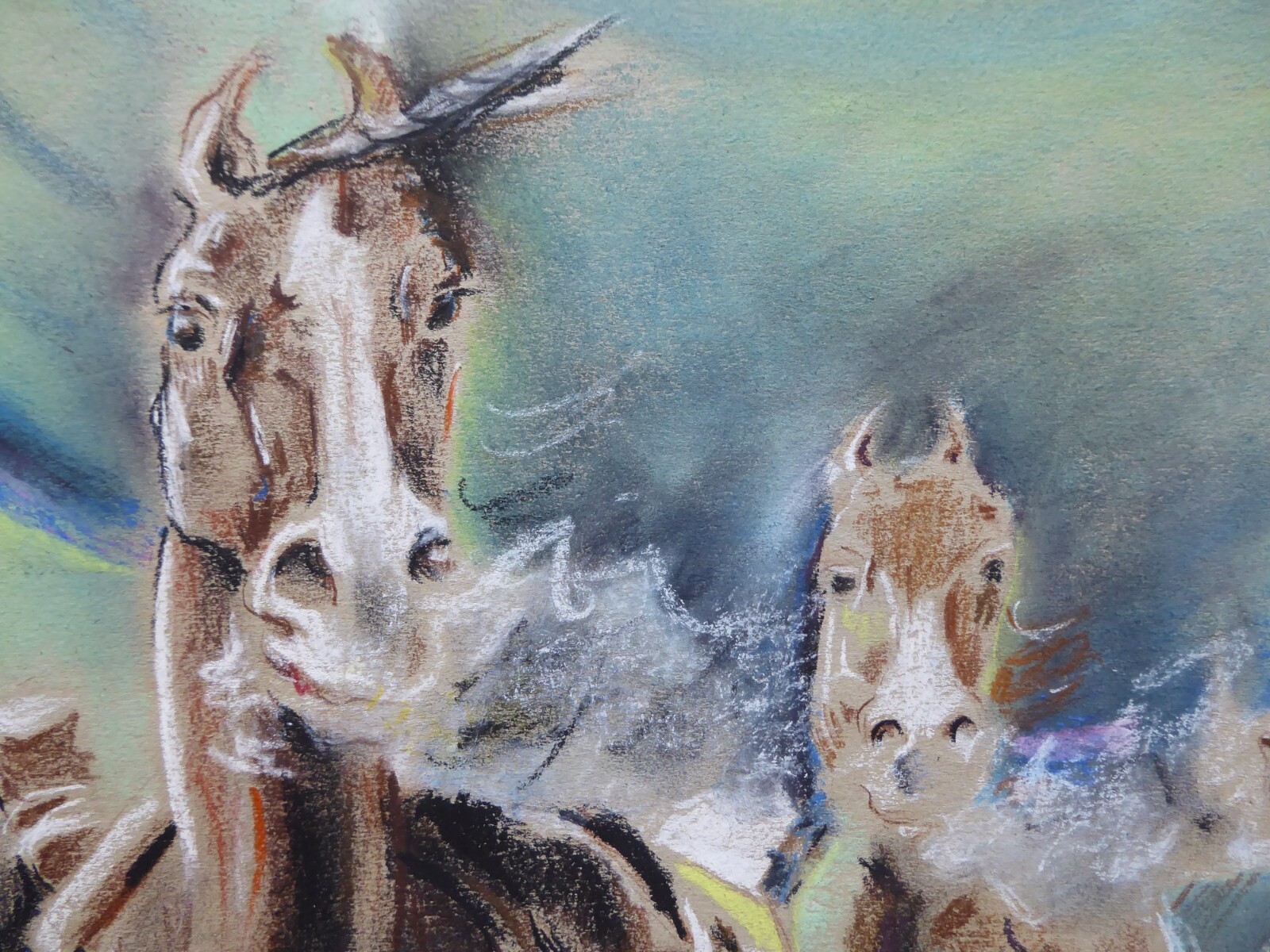 Laura Peratoner Pastel Horses Italy Switzerland Original #104