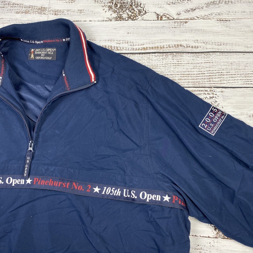 US Open Golf Pullover Windbreaker Jacket 2005 Pinehurst No. 2 Navy Sz L Packable