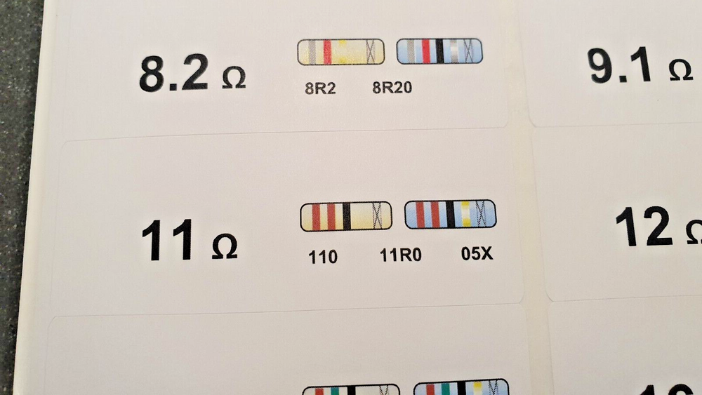 Resistor Organization Sticker System - Color Coded