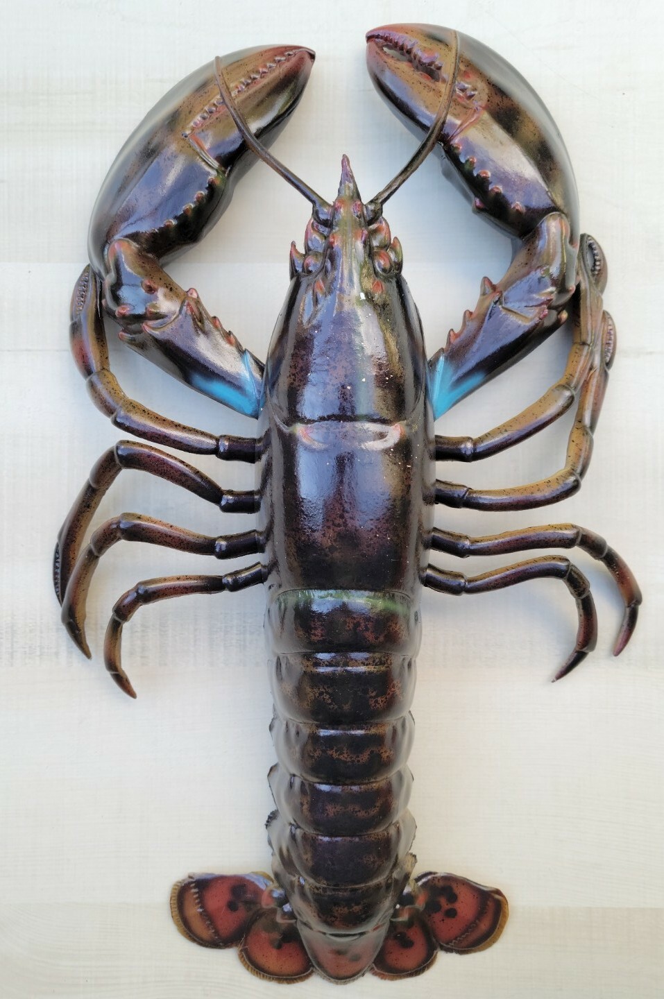 Lobster Maine Hand Painted 16" Replica Wall Sculpture Beach Decor Seafood