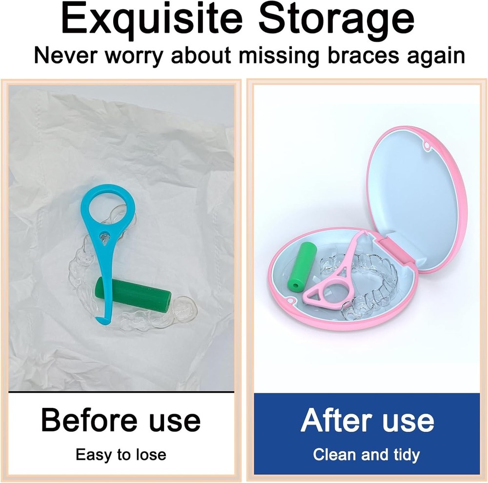 Pink & Light Blue Silicone Aligner & Retainer Case with Magnetic Clasp
