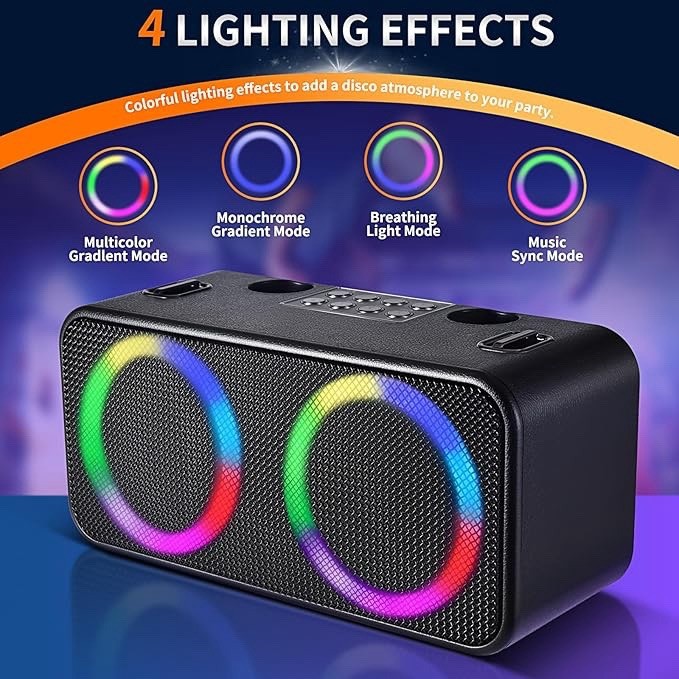 Karaokee Machine 2 Mics Bluetooth Speaker Wireless USB Sound Effect Light