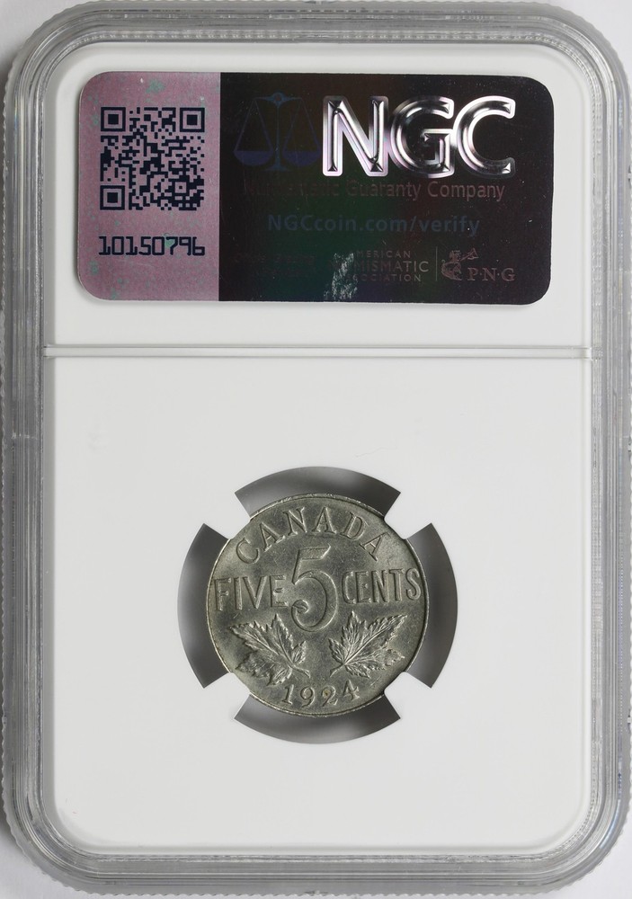 1924 Canada 5c Nickel NGC MS62