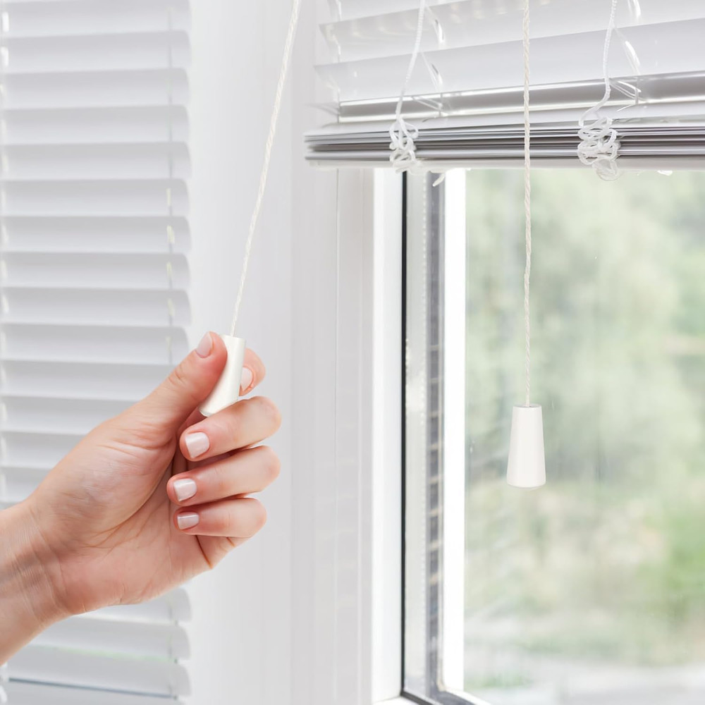 Blind Pull Cord Knobs 12Pcs White Wooden Tassel Pull Ends Pendant Curtain Craft