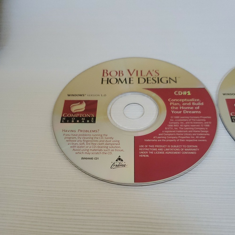 Bob Vila's Home Design - Windows Version 1.0 (PC, 1998, Compton's, 2-Disc)
