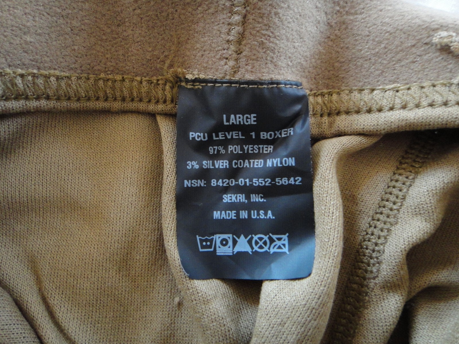 PCU Level 1 Boxer Halys Polartec Silver Fiber Size Large Military NIB W/Tags