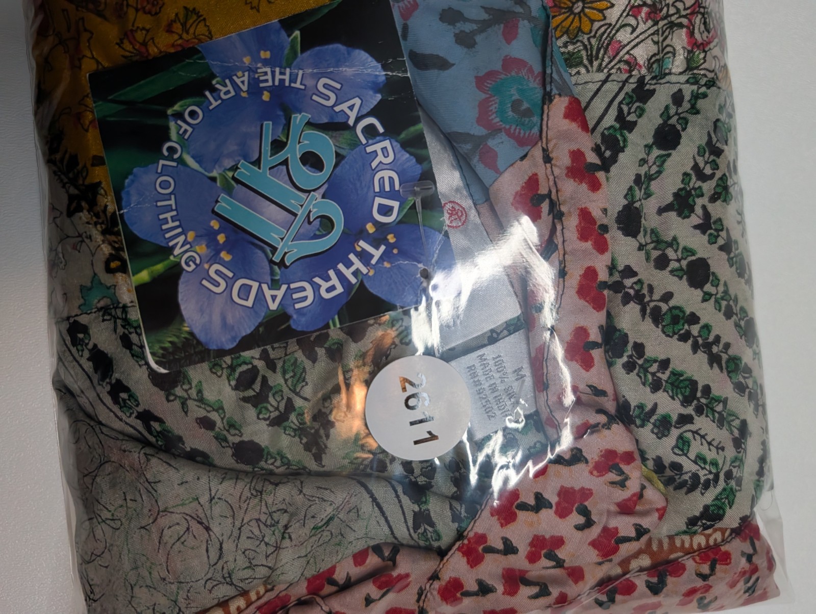 NWT Sacred Threads Vintage 100% Silk Patchwork Long Kimono M