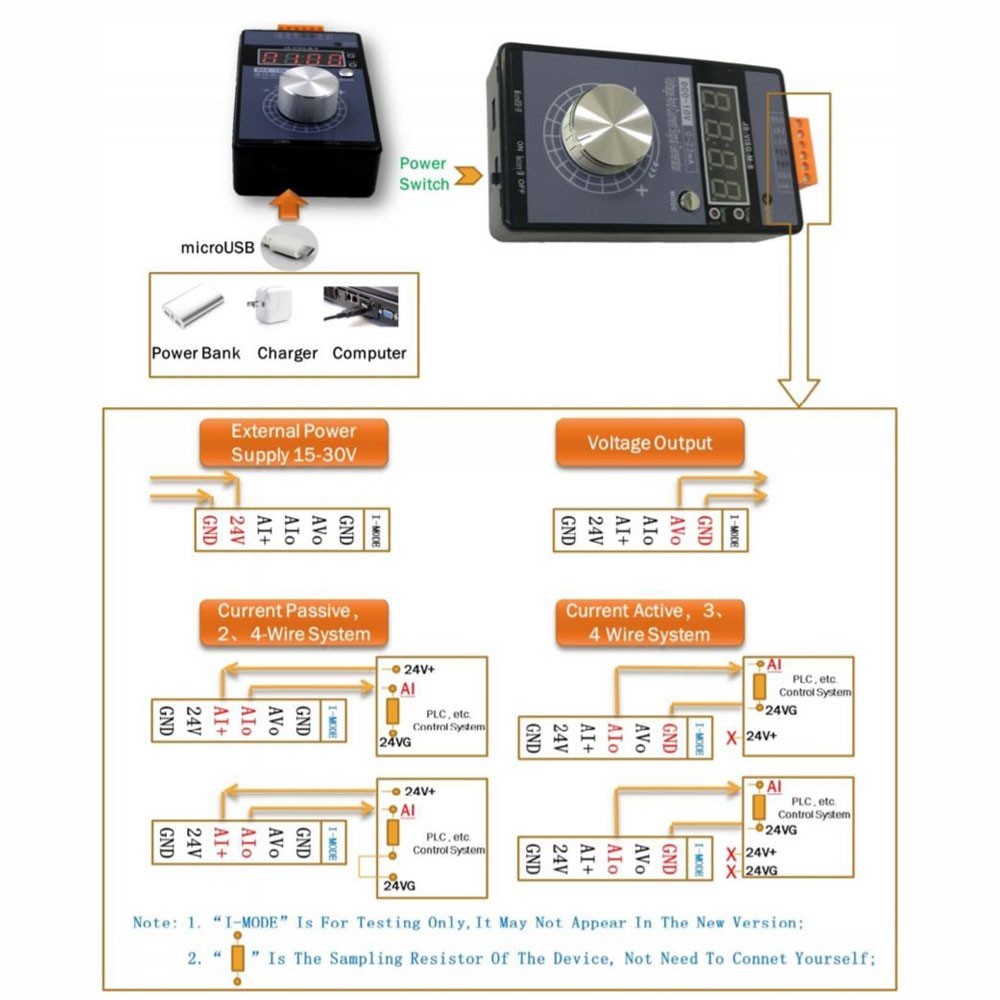 Signal Generator 0-10V 0-20mA Voltage Current Simulator Debugging Source