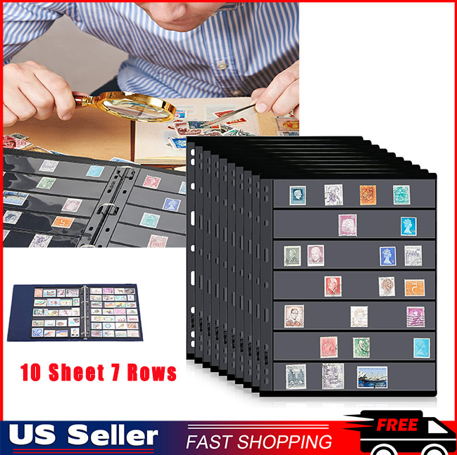 Stamp Pages for Stamp Album Binder Pages for Stamp Collectors 10 Sheet, 7 Rows