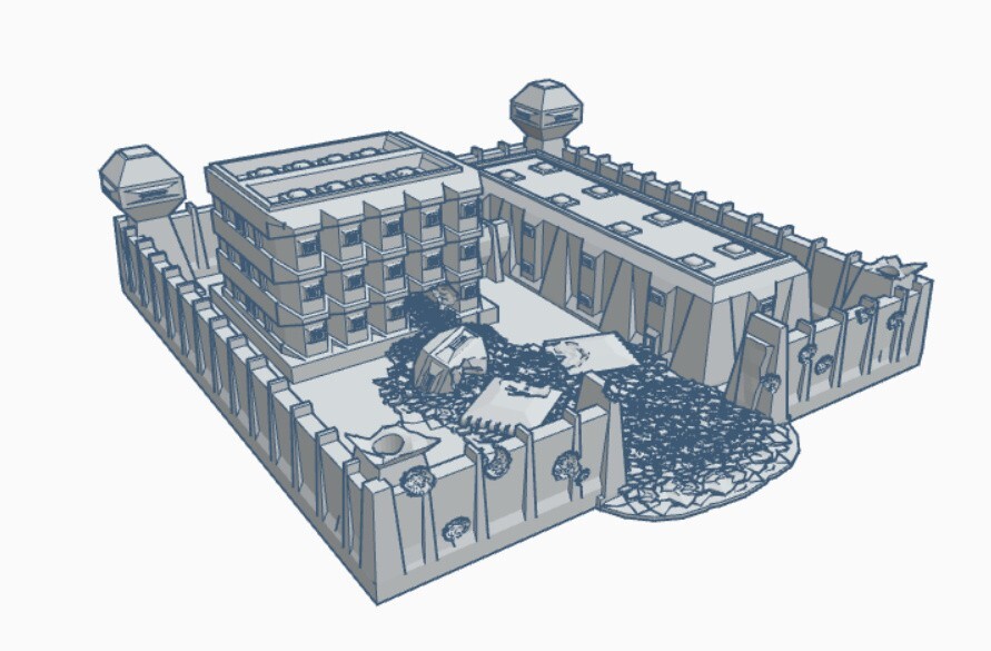 Ruined Security Complex - Tabletop Wargame Terrain Battletech
