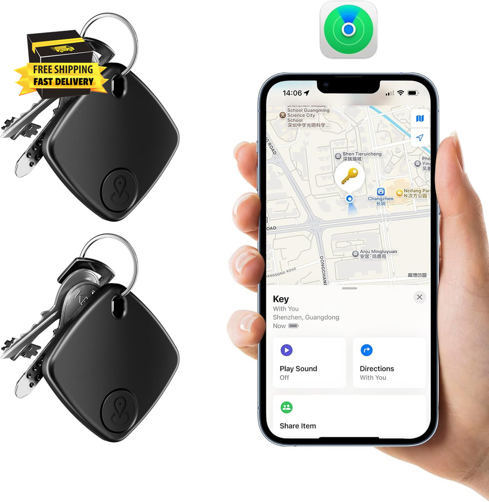 Smart Bluetooth Tracker 2-Pack – Key Finder & Luggage Locator, Compatible with I