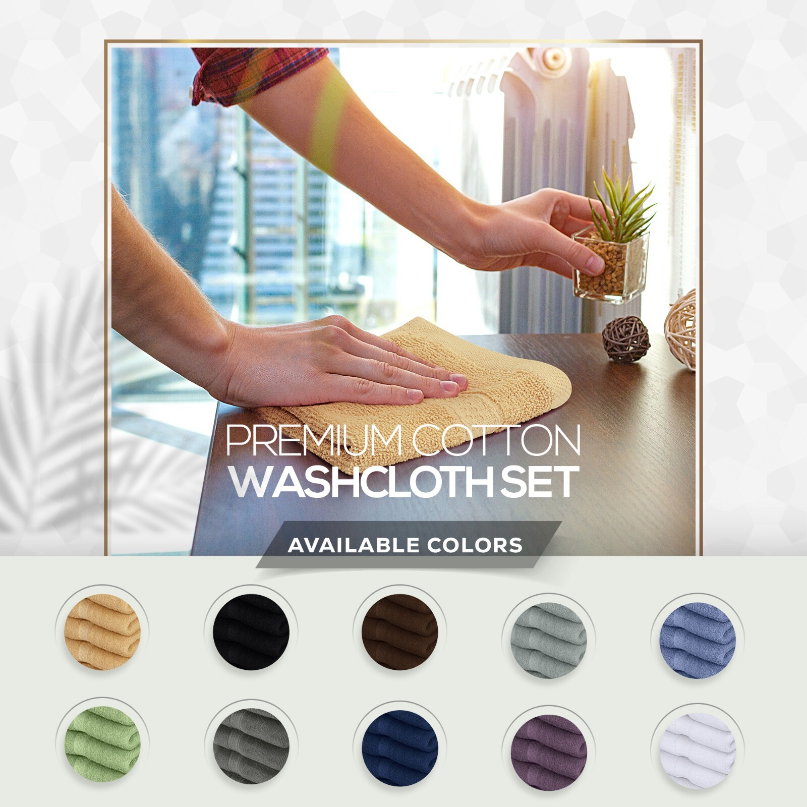 Utopia Towels 600 GSM 12 Pack Premium Cotton Washcloth Set 12 x 12 Inches