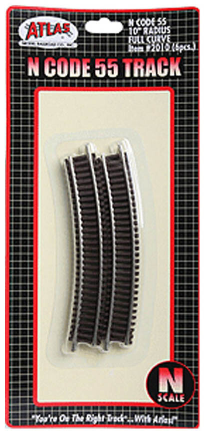 Atlas N Scale Code 55 10" Radius Curve 6-Pack Model Train Track