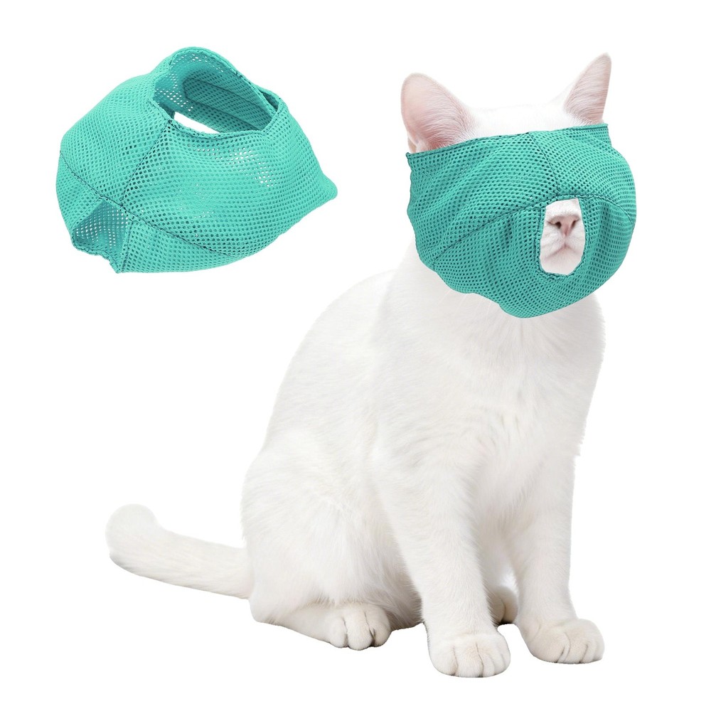 Cat Muzzle, Breathable Mesh Muzzle Circumference 7-9 Inches, (Dark Blue, 1Pcs)