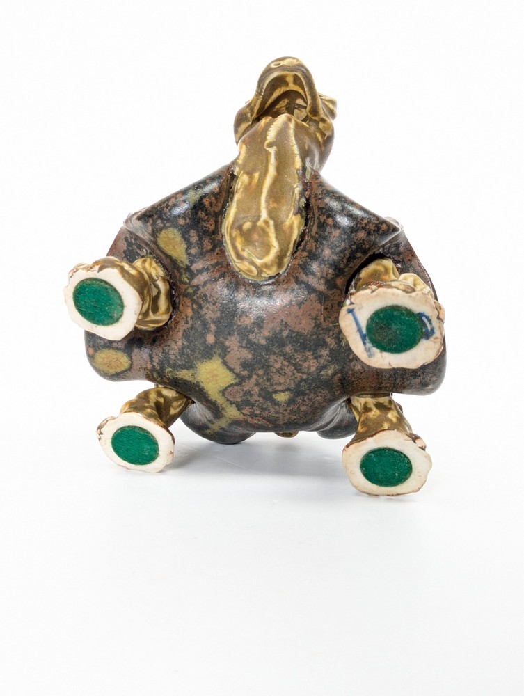 Antique Hand Modeled Pottery Turtle Tortoise Figure, Signed