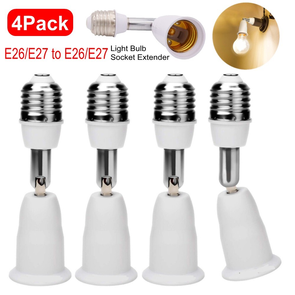 4 Pack E26/E27 Light Socket Extender 4.5 Inch Extension Adjustable Vertical 90°