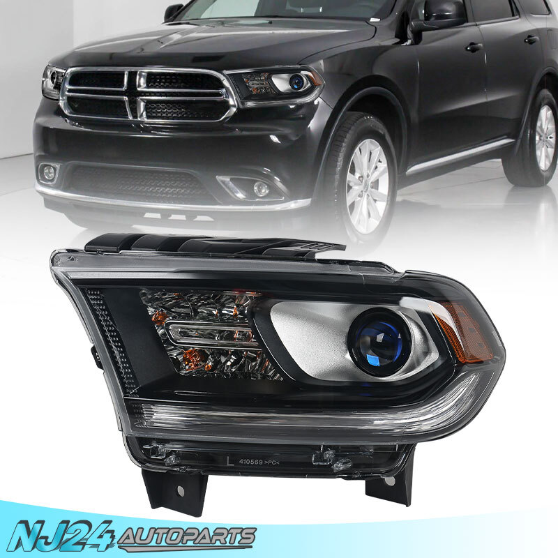Black Halogen LED DRL Headlight For 2016-2020 Dodge Durango Assembly Driver Side