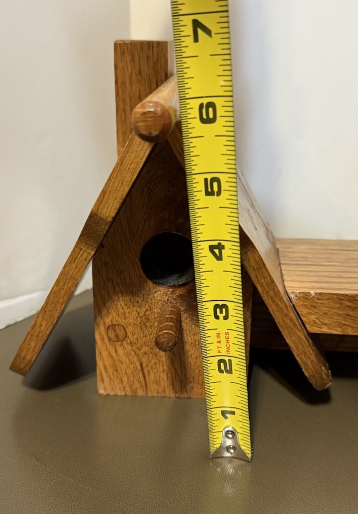 Handmade Double Birdhouse Shelf / Coat rack Carved Wood Hooks Vintage