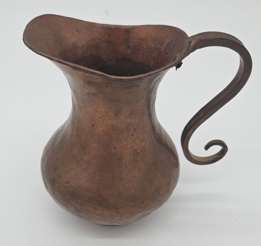 Handmade Hammered Solid Copper Pitcher - 5.5" Tall - Beautiful Craftsmanship.