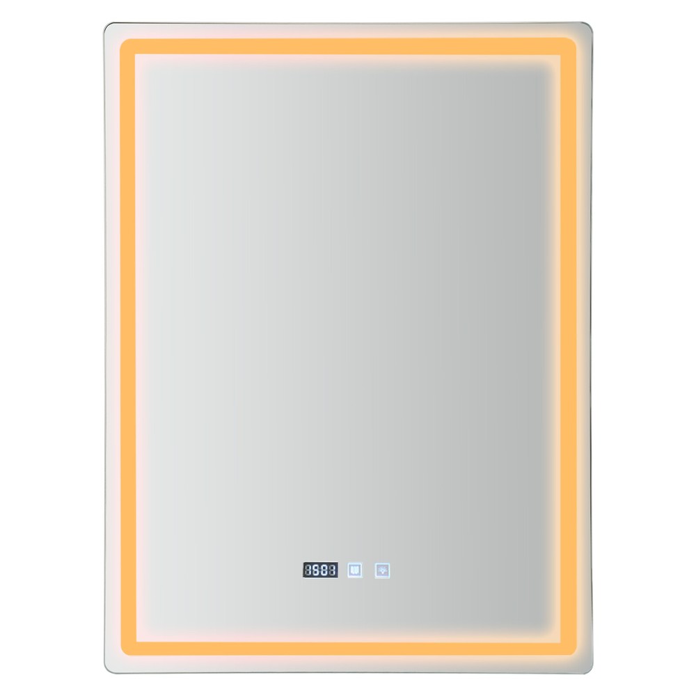 LED-Bathroom-Mirror Rectangular Dimmable Anti-Fog Mirror w/ Light Wall Mounted