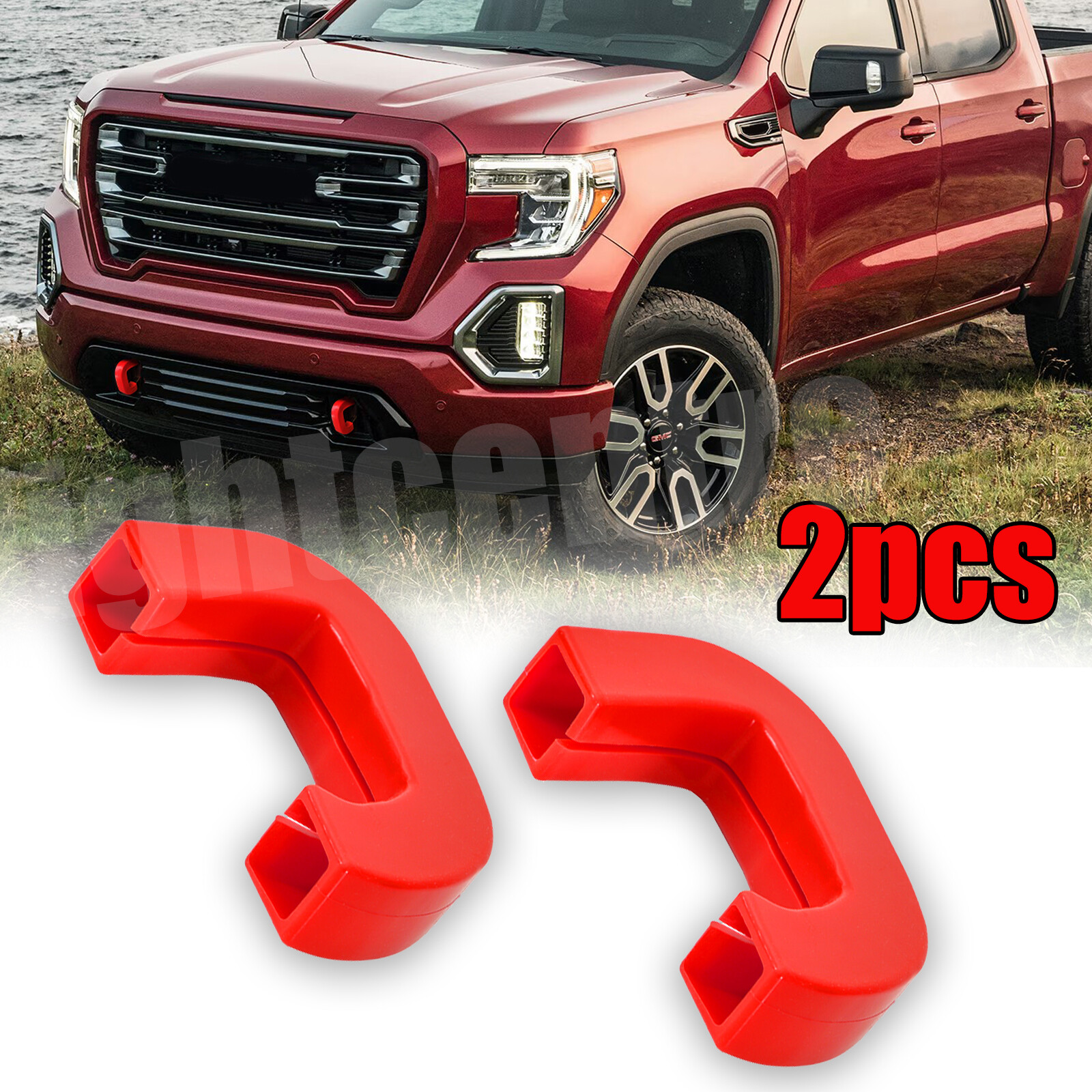 2PCS Red Tow Hook Cover for GMC Sierra 1500 2019-2024 Exterior Accessories US