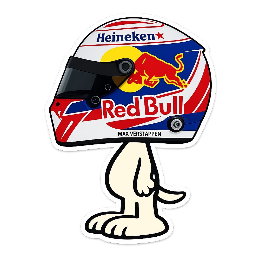 F1 Max Verstappen Helmet Snoopy Sticker | Racing Fan Vinyl Decal