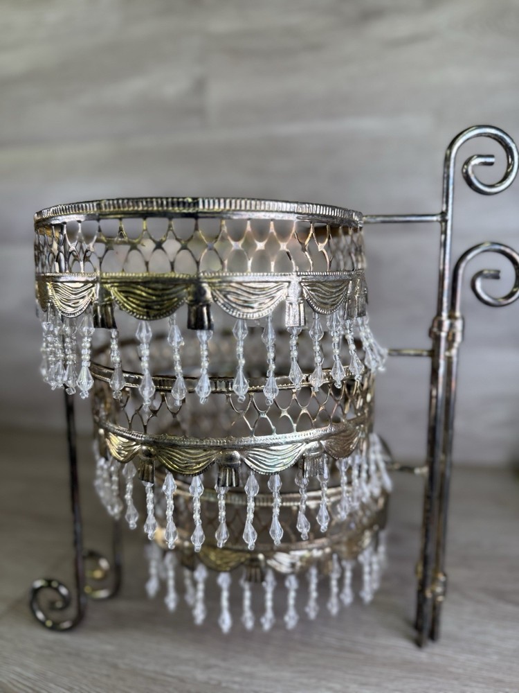 VTG Davco Silver Ltd. Three Tier Beaded Dessert Platform Beaded