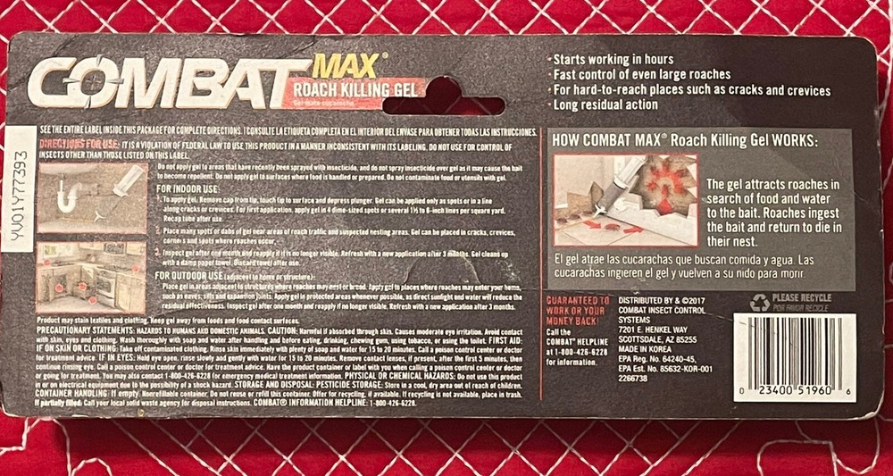 Combat Source Kill Max Roach Kill Gel 2.1 oz (60g) Sealed Package