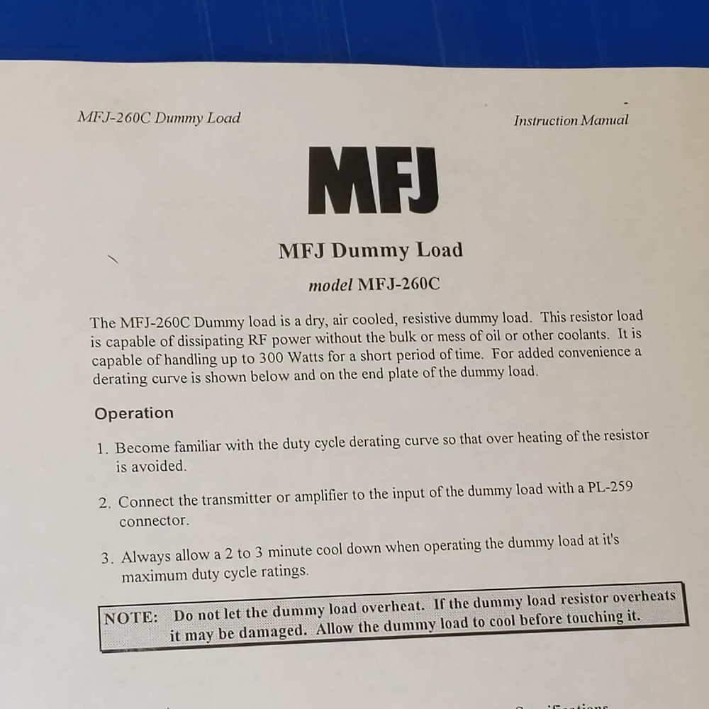 MFJ-260C Dummy Load Manual