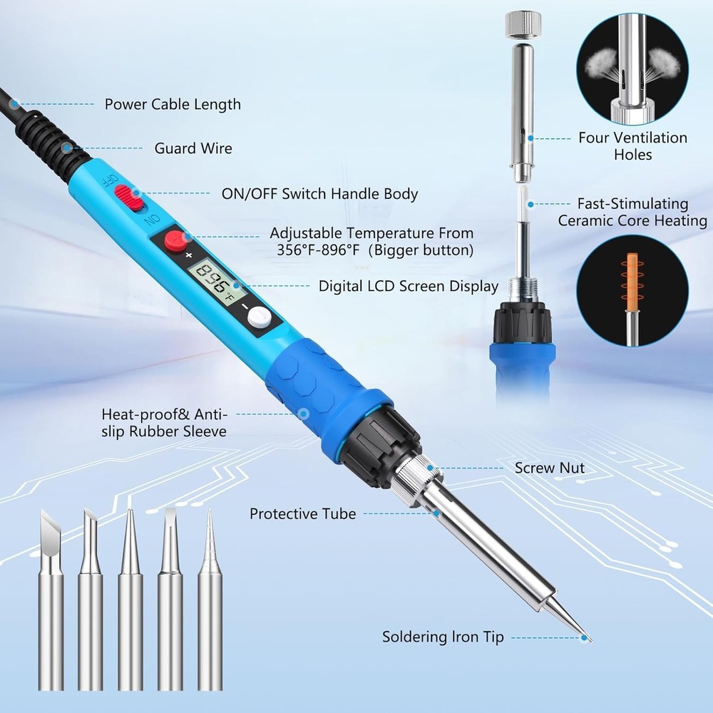 Digital Soldering Iron Kit 80W LCD