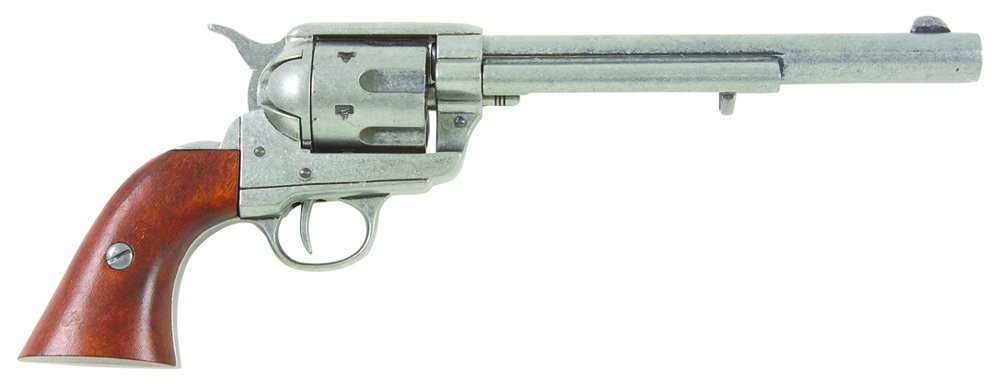 Denix Old West Replica Cavalry Barrel Revolver Non Firing Gun, Antique Gray