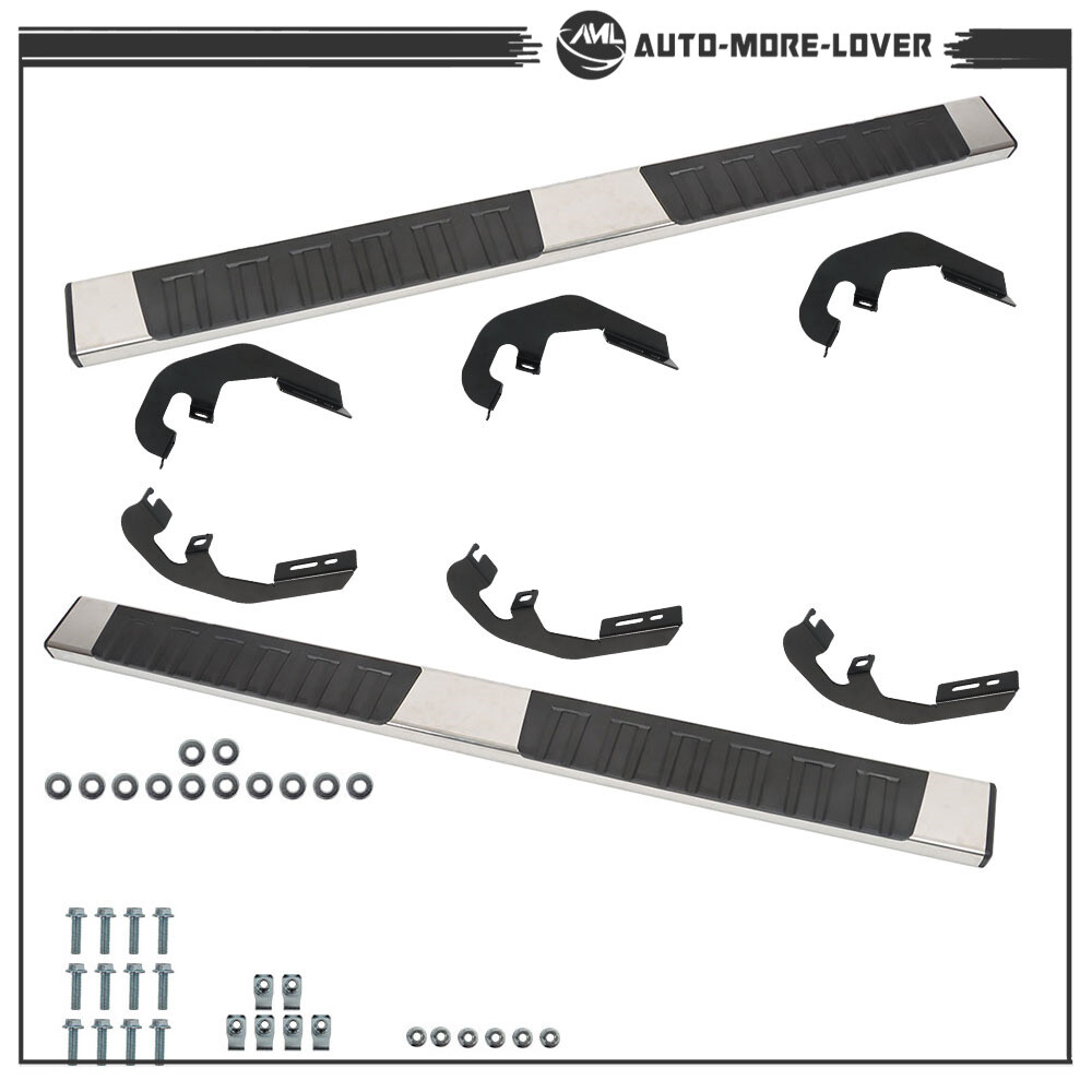 6" Running Boards Side Step For 2007-18 Silverado GMC Sierra Double Extended Cab