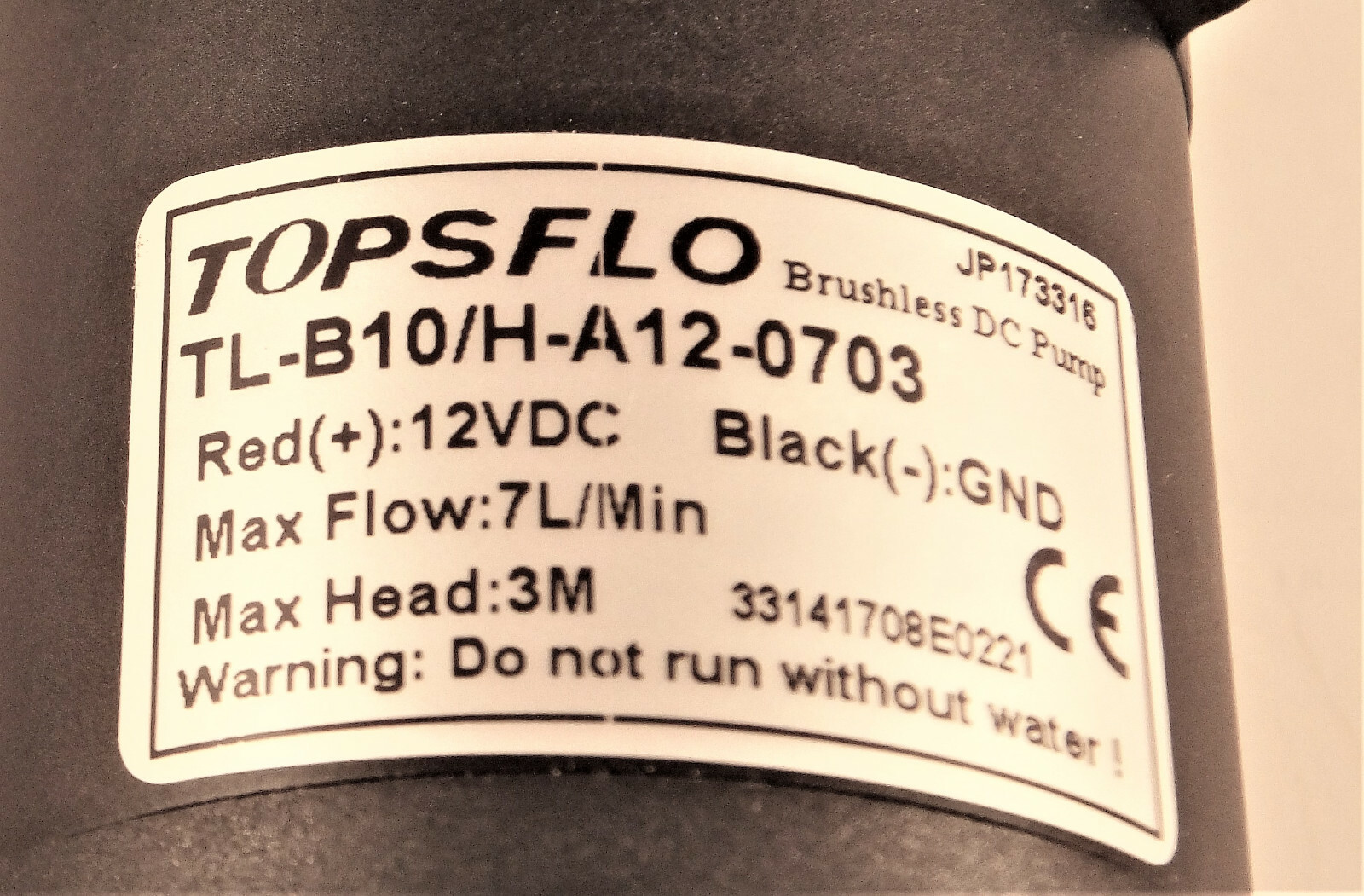 TOPSFLO TL-B10-A12-0703 OR TL-B10/H-A12-0703,12V, 7LMIN, PUMP (FITS PICOBREW)