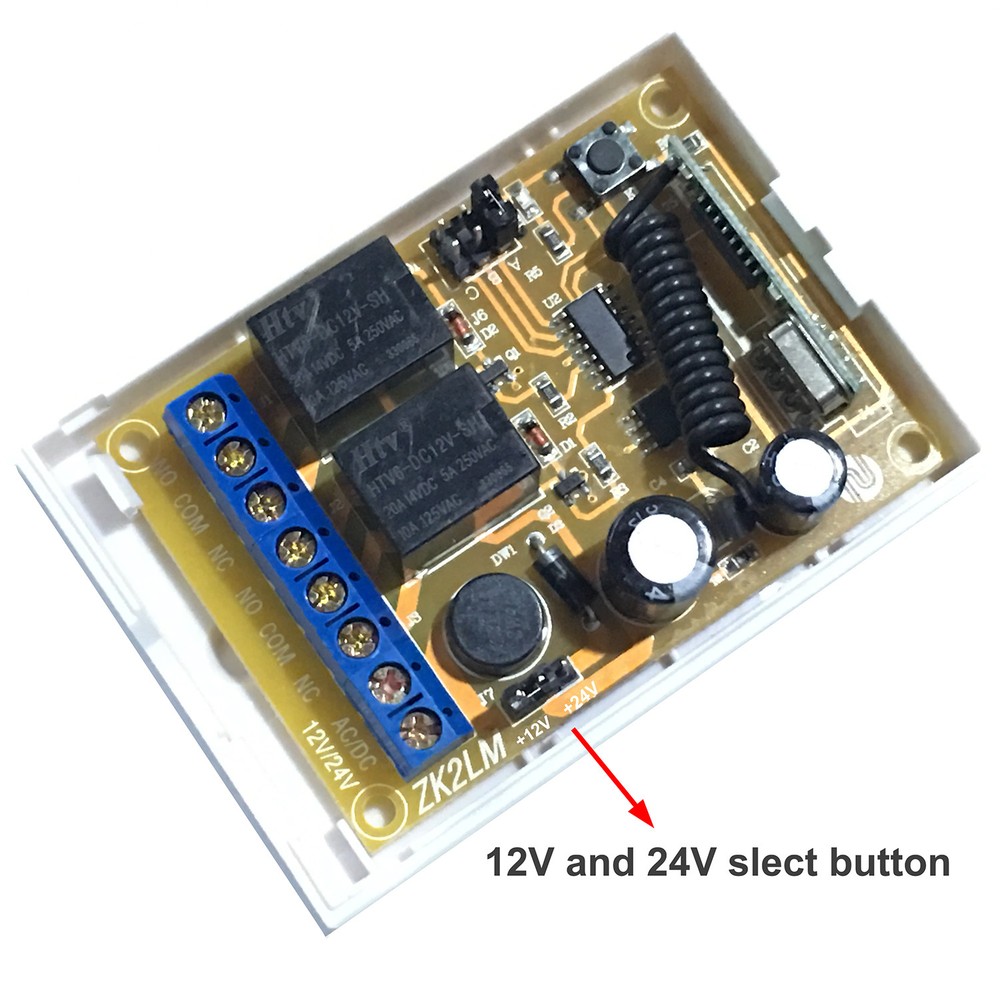 433Mhz AC/DC12-24V 2CH Wireless RF Remote Control Relay Switch Learn Encoding