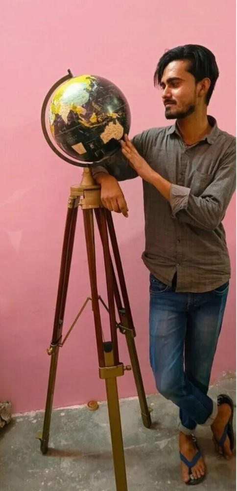 World Map Globe With Tripod Stand World Authentic Adjustable Modern Map Globe